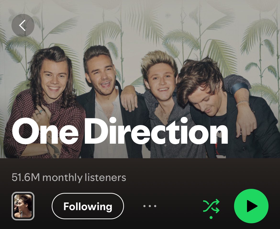 One direction's Spotify 