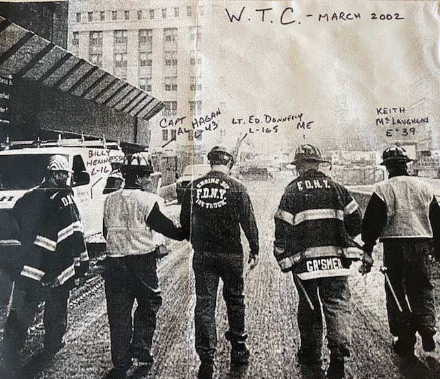 Mr. Hennessy and his crew walking to the site